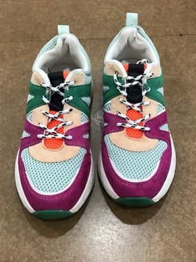 EUC Luck Step Colorblock Chunky Mesh Sneakers in Mint, Purple & Green Women 6.5